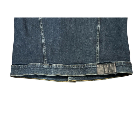 Calvin Klein Men’s 90s Sherpa Denim Trucker Jeans Jacket Dark Wash Navy Sz L​​​​ - Picture 6 of 10